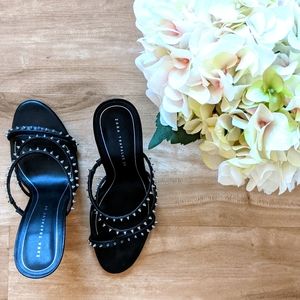 Zara Studded Black Heeled Sandals